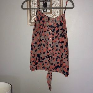 Silky Tie Front Tank Top